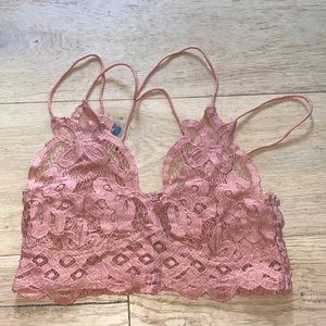 Free People Pink Peachy Lace Lingerie Bra- Small